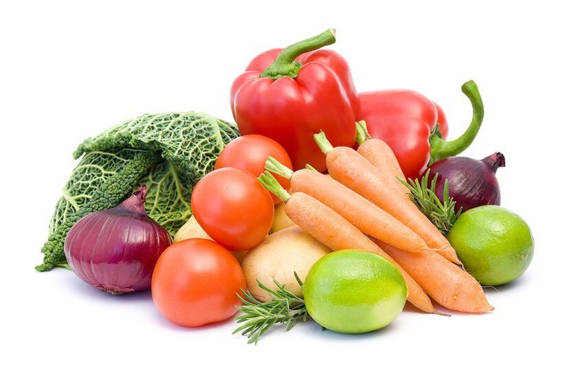 Une variété de légumes - le régime du deuxième jour du régime à 6 pétales
